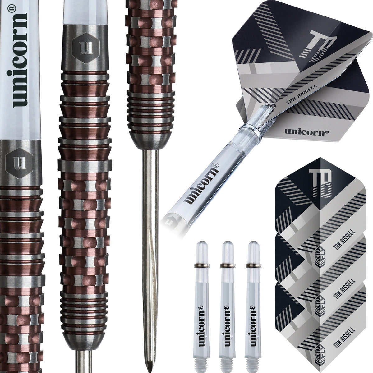 Unicorn - Tom Bissell - 95% - Rosso - Steel Darts Szett - Direct Darts - 1