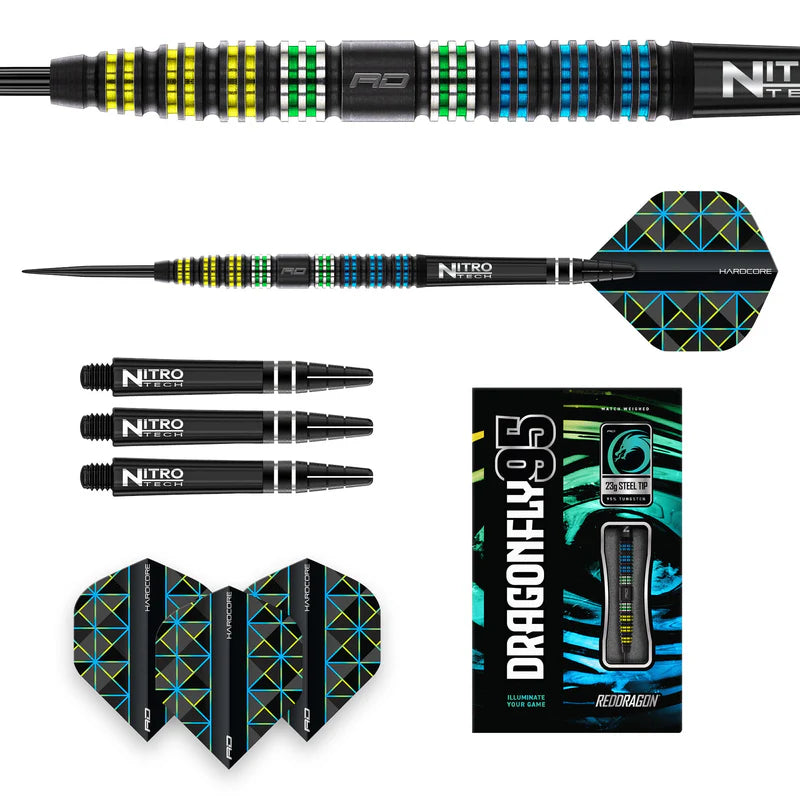 Red Dragon Dragonfly 95% Black Tapered 95% Steel Darts Szett - Direct Darts - 5