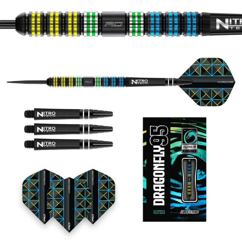 Red Dragon Dragonfly 95% Black Parallel 95% Steel Darts Szett - Direct Darts - 4