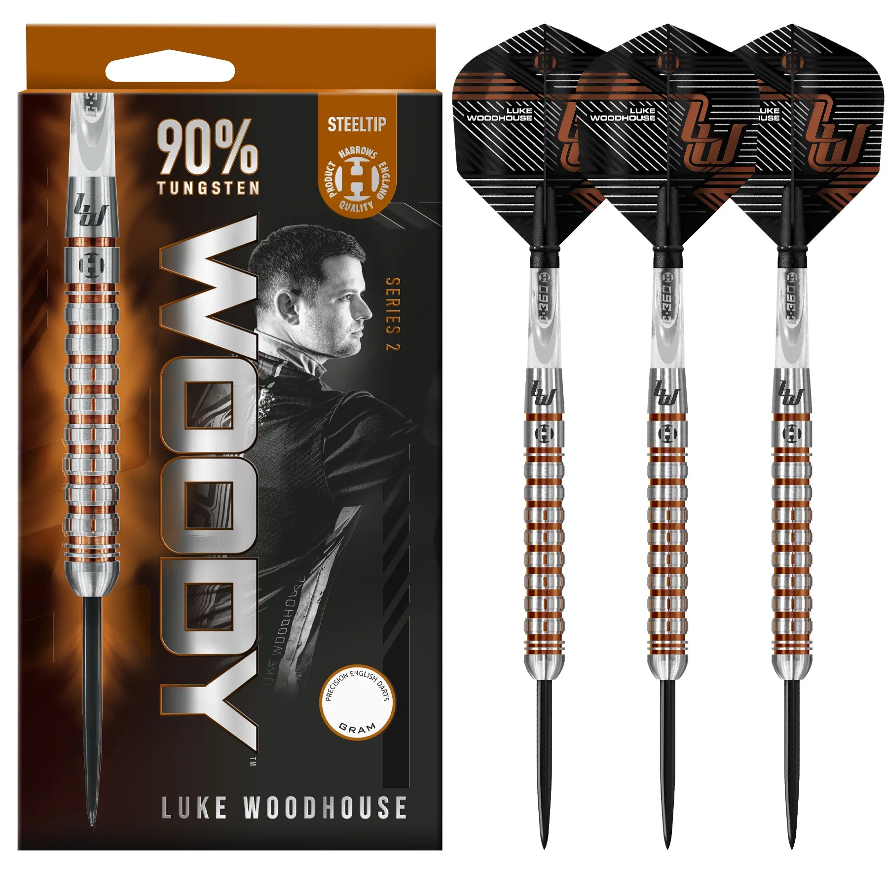 Harrows Luke Woodhouse Series 2 90% Steel Darts Szett - Direct Darts - 2