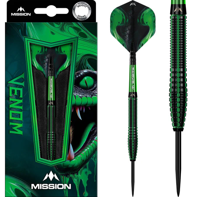Mission - Venom 90% - Fekete & Zöld - Steel Darts Szett - Direct Darts - 2