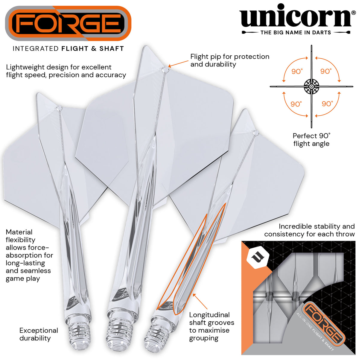 Unicorn - Forge - Plus Víztiszta - Darts Szár - Direct Darts - 2