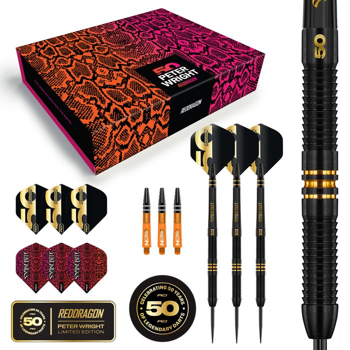 Red Dragon - Peter Wright 50 Years 90% - Steel Darts Szett - Direct Darts - 1