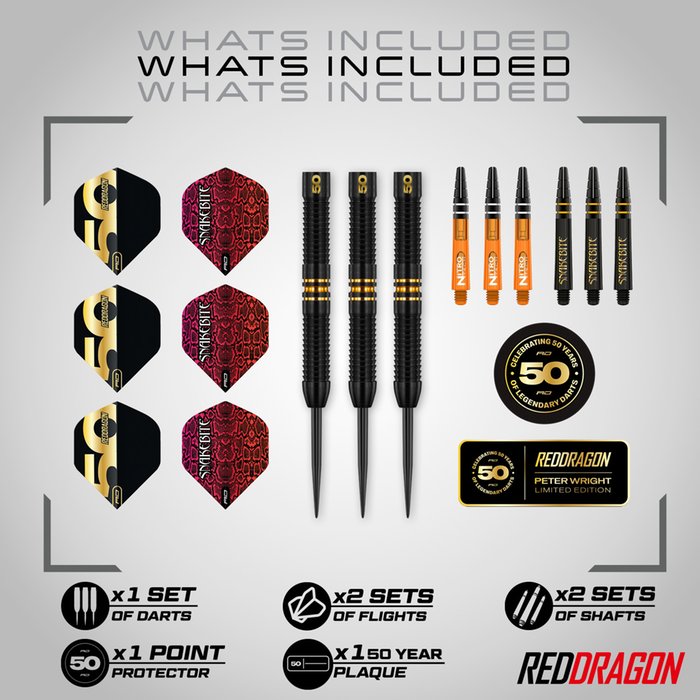 Red Dragon - Peter Wright 50 Years 90% - Steel Darts Szett - Direct Darts - 3