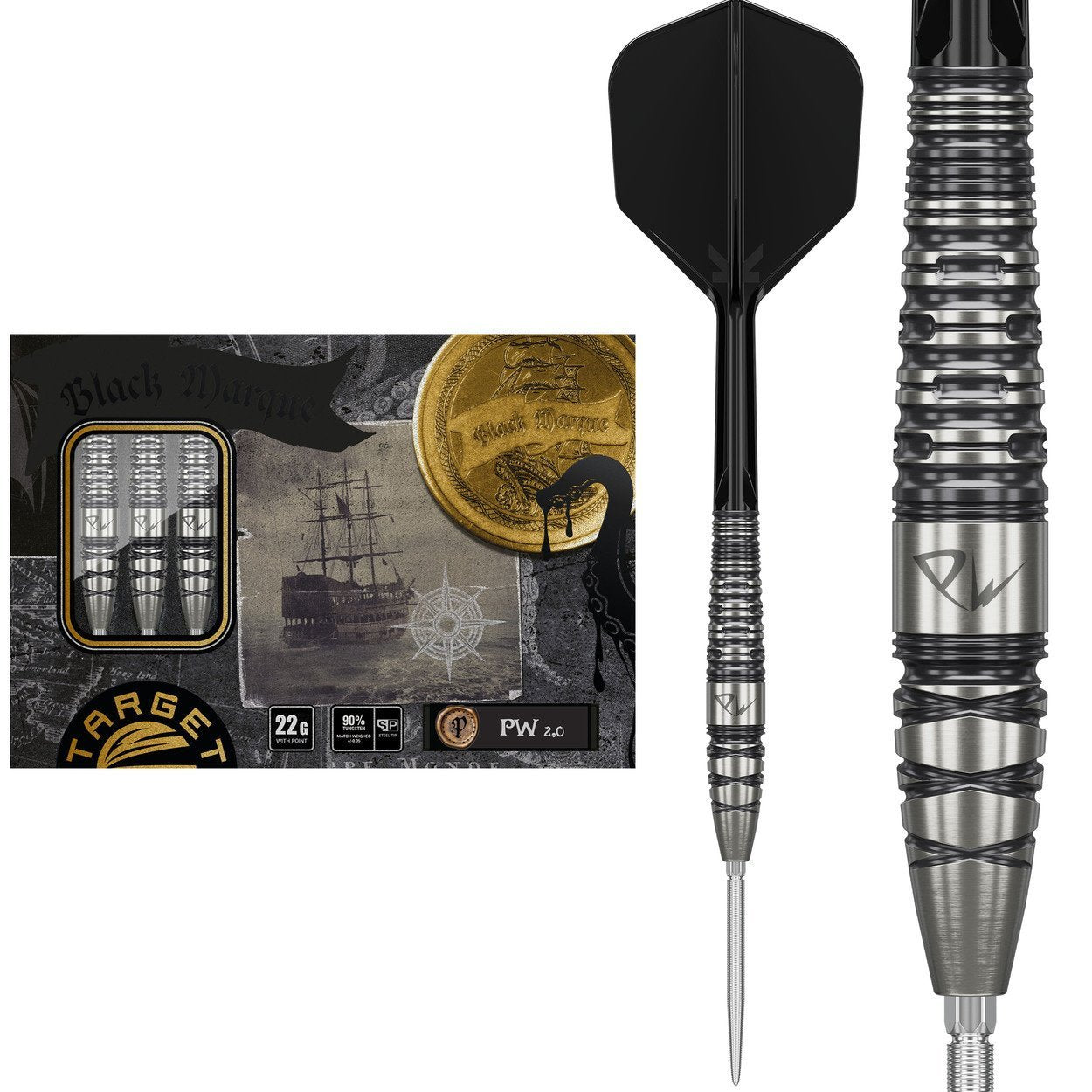 Target Japan - Black Marque Pw 2.0 - Steel Darts Szett - Direct Darts - 1