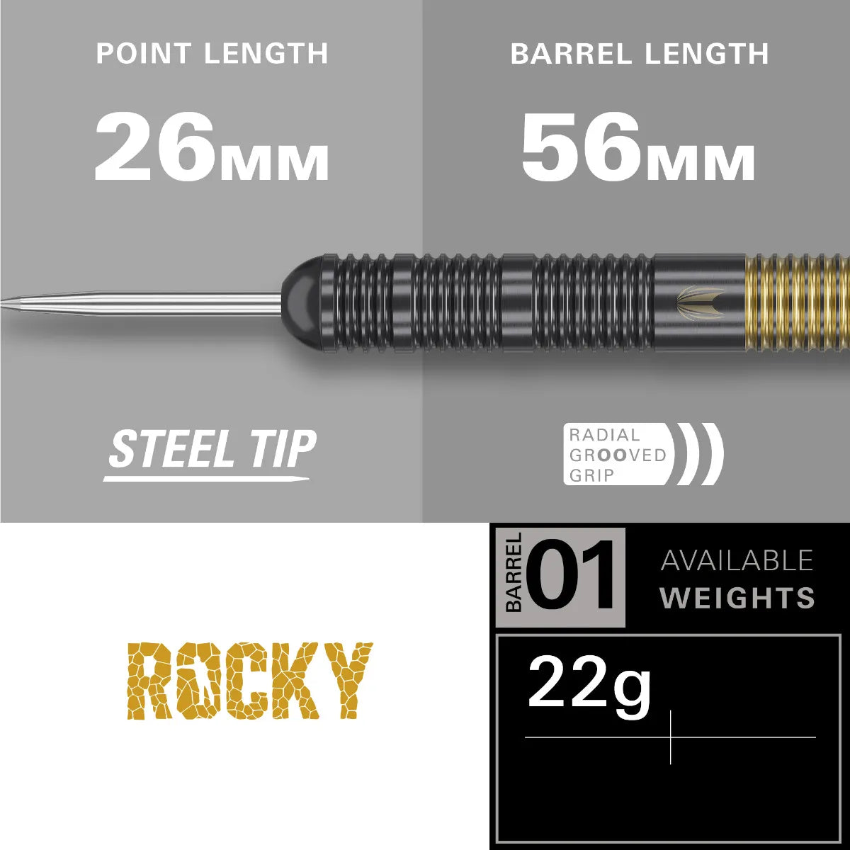 Target Josh Rock Brass Steel Darts Szett - 3