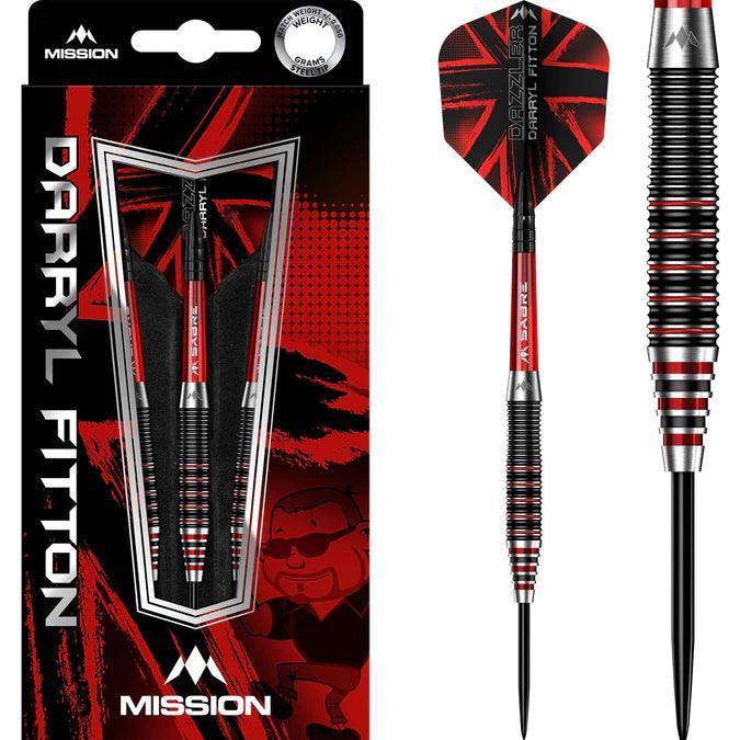 Mission - Darryl Fitton - Electro Fekete & Piros - 95% - The Dazzler - Szteel Darts Szett - Direct Darts - 1