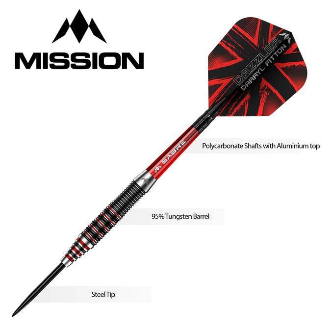 Mission - Darryl Fitton - Electro Fekete & Piros - 95% - The Dazzler - Szteel Darts Szett - Direct Darts - 4