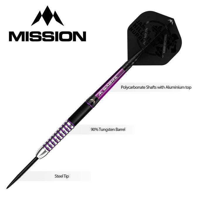 Mission - James Hurrell - Hillbilly - Fekete & Lila - 90% - Szteel Darts Szett - Direct Darts - 4