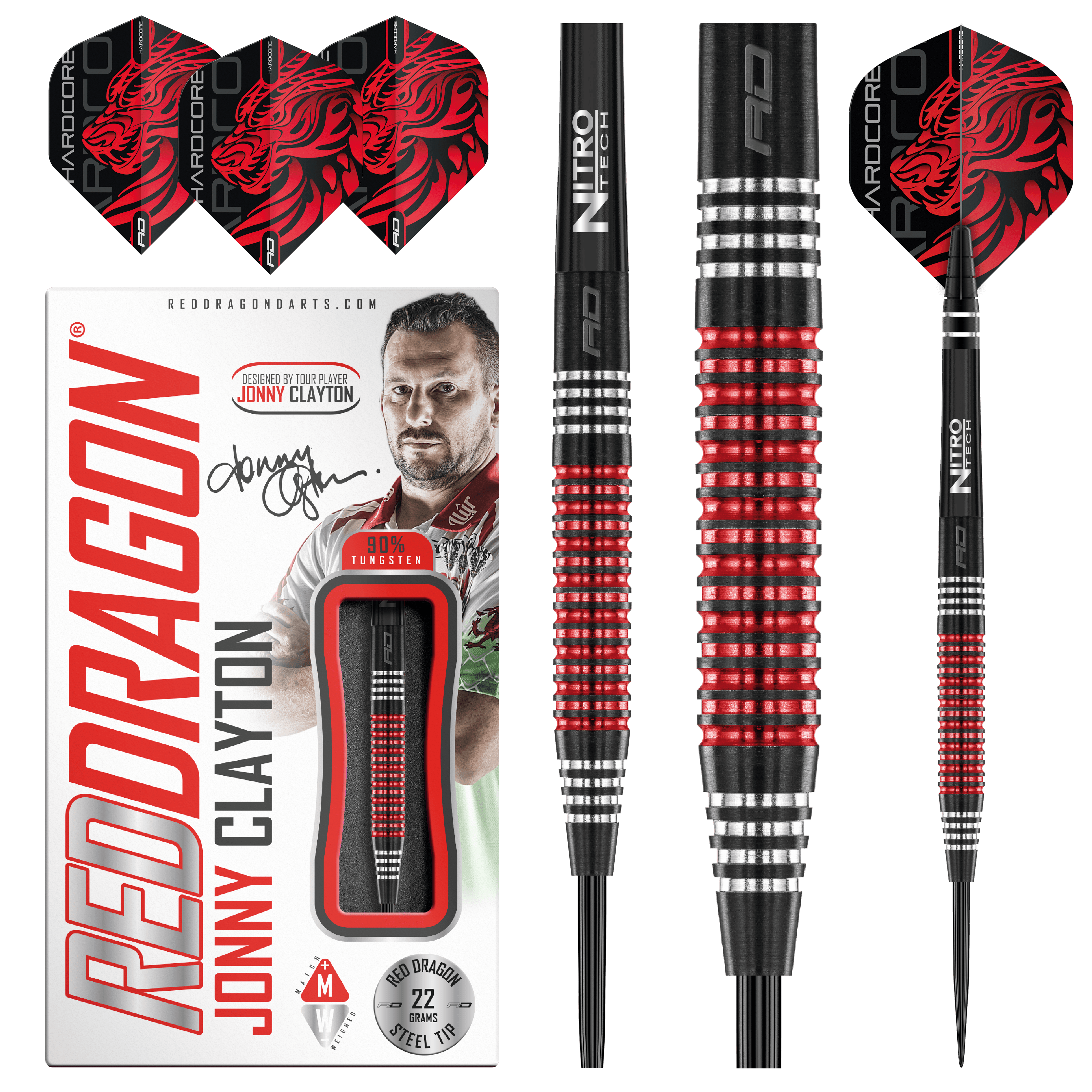 Red Dragon - Jonny Clayton S.E. 90% - Steel Darts Szett - Direct Darts - 2