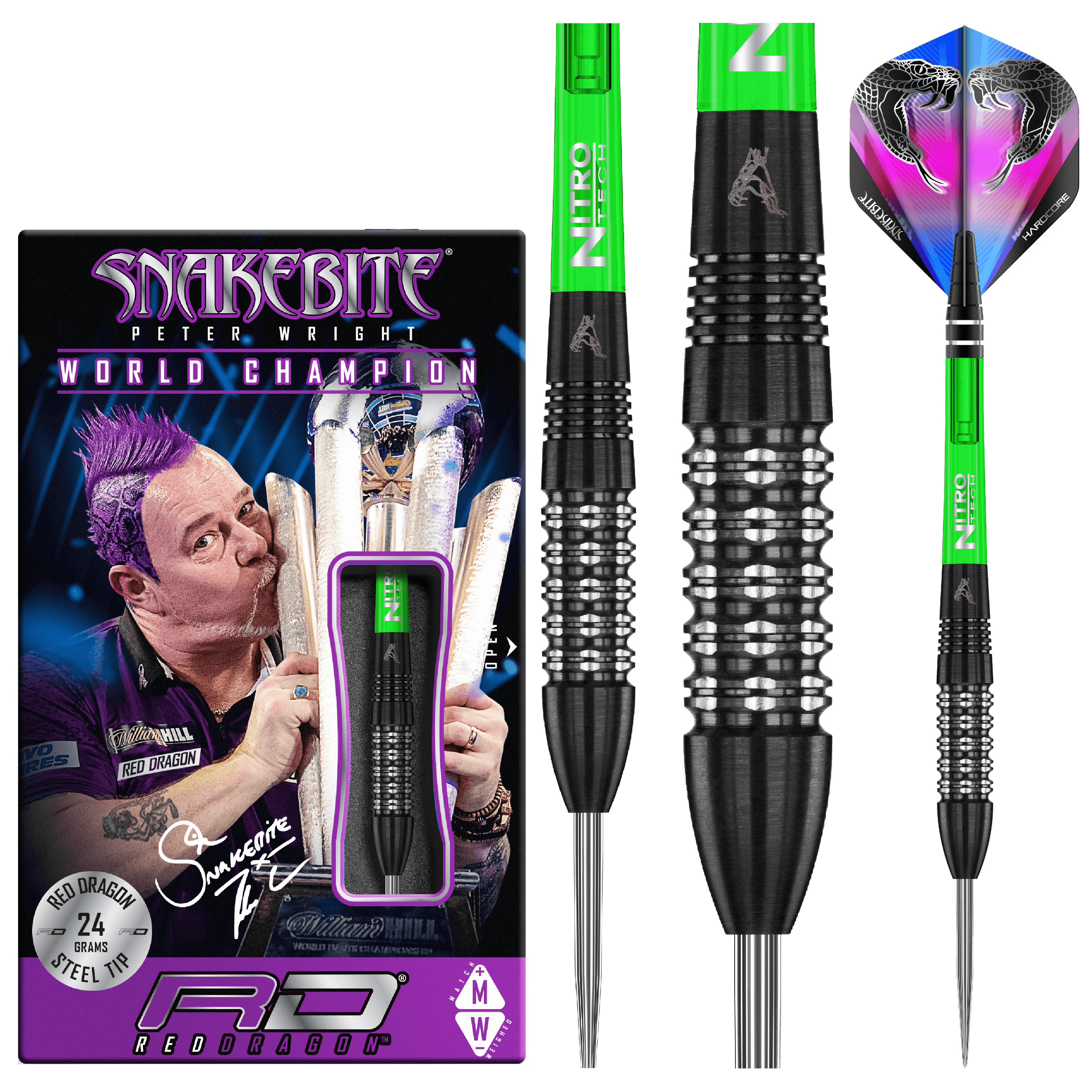 Red Dragon - Peter Wright Black Strike 90% - Steel Darts Szett - Direct Darts - 2