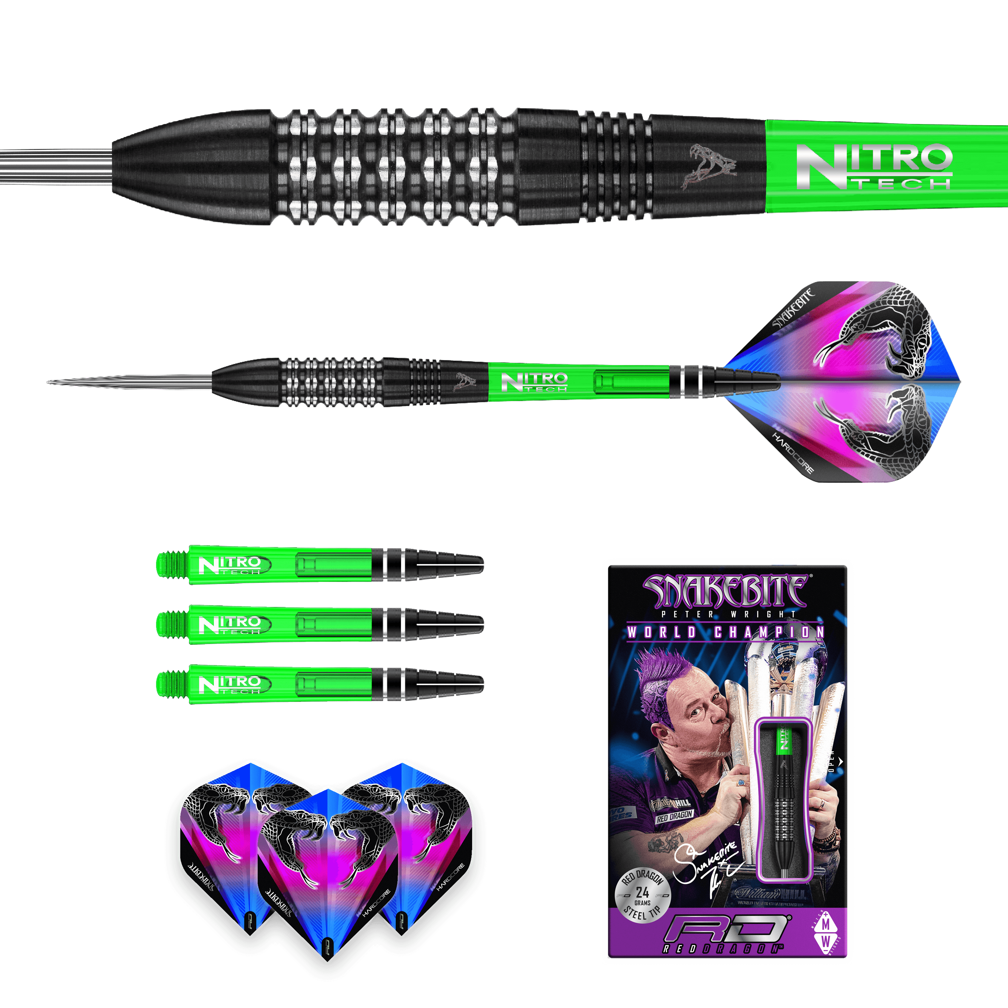 Red Dragon - Peter Wright Black Strike 90% - Steel Darts Szett - Direct Darts - 6