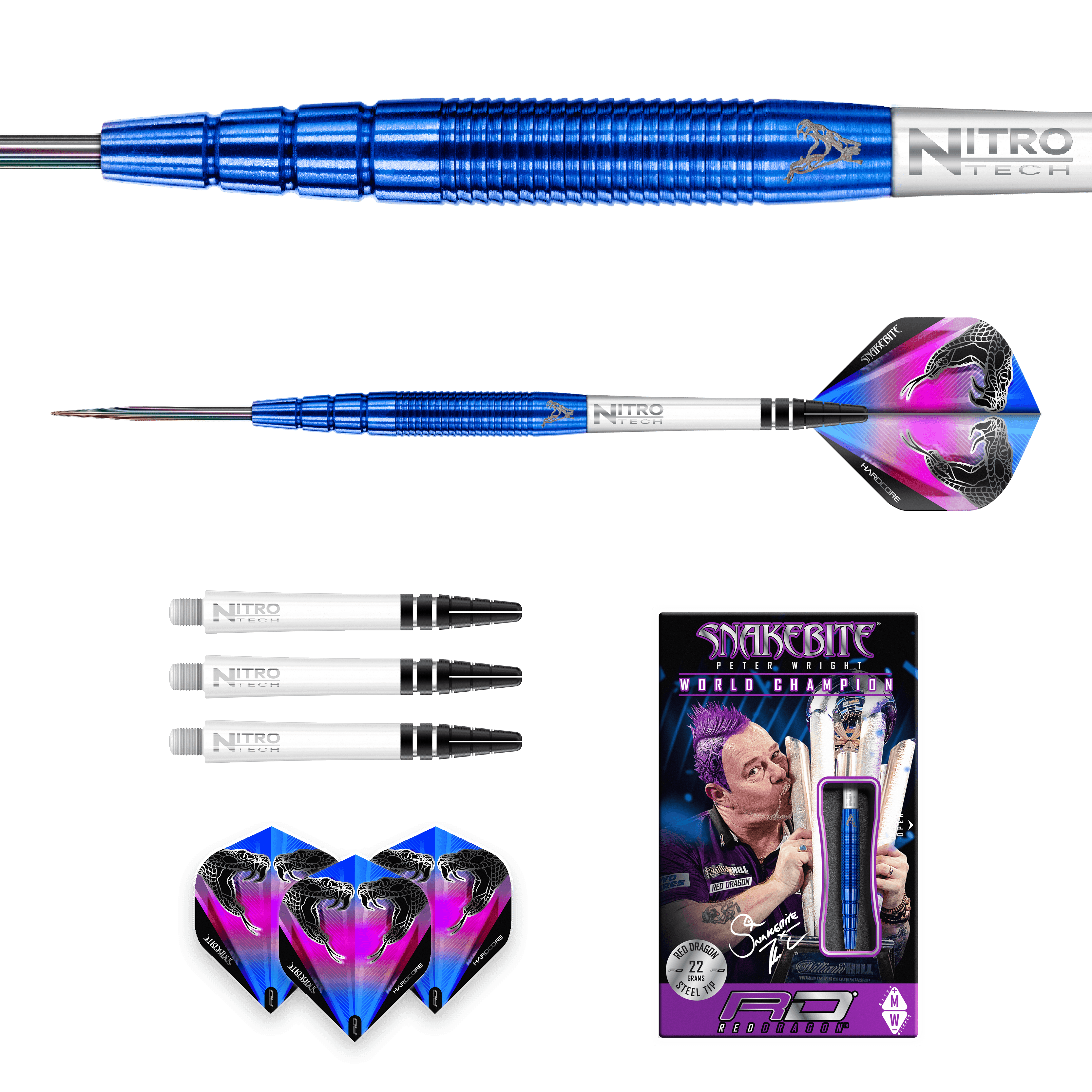 Red Dragon - Peter Wright Pl15 Blue 90% - Steel Darts Szett - Direct Darts - 6