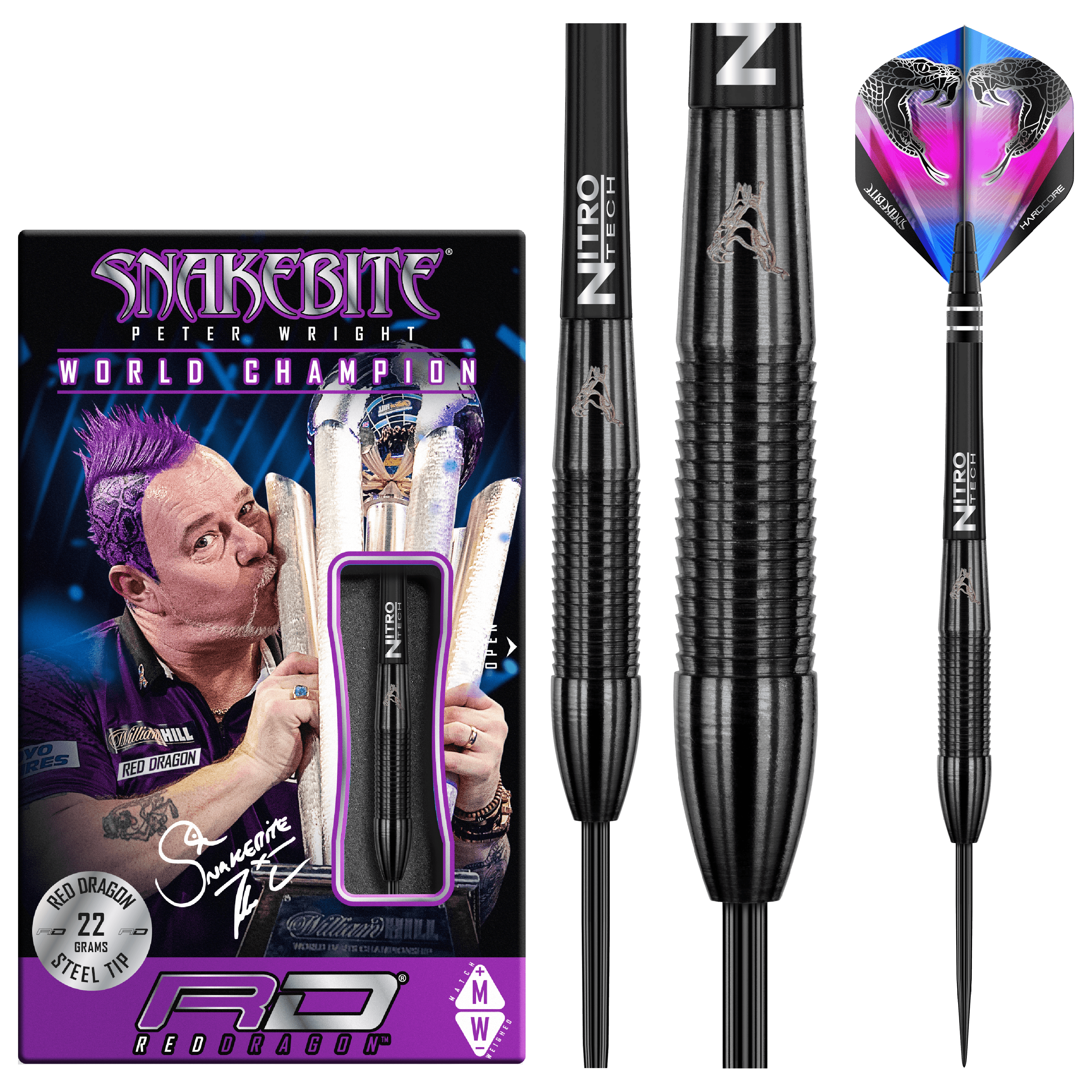 Red Dragon - Peter Wright Snakebite 3 Black 90% - Steel Darts Szett - Direct Darts - 2