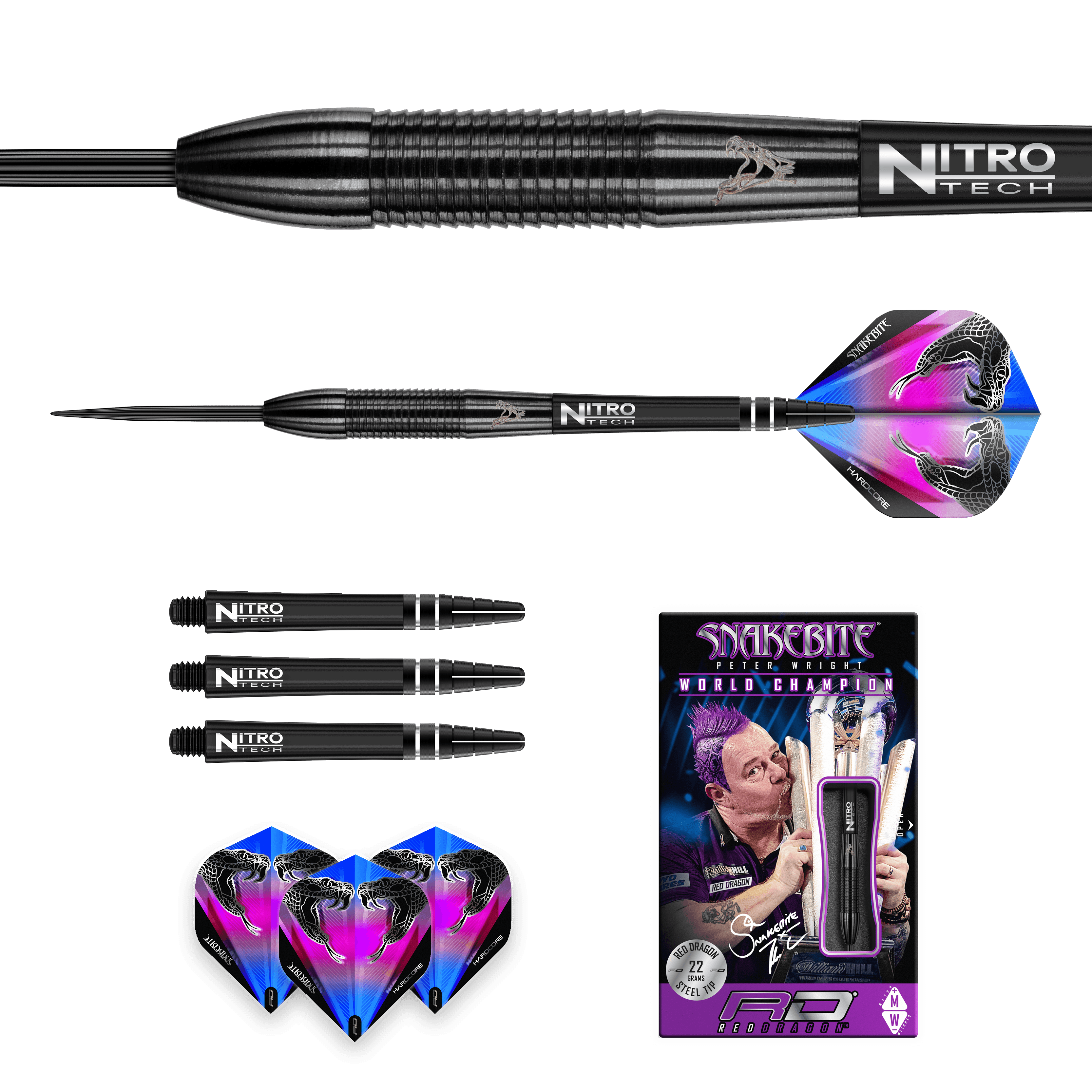 Red Dragon - Peter Wright Snakebite 3 Black 90% - Steel Darts Szett - Direct Darts - 6
