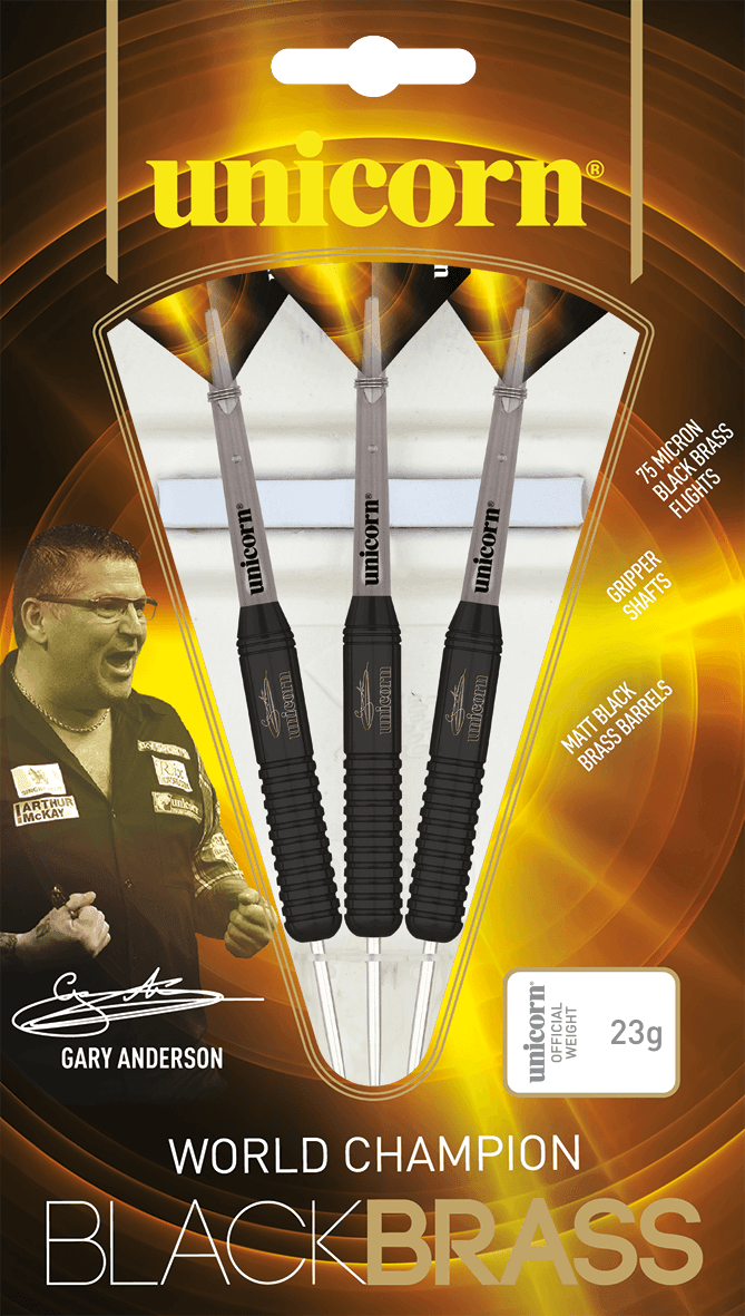 Unicorn - Black Brass Gary Anderson Style 1- Steel Darts Szett - Direct Darts - 3