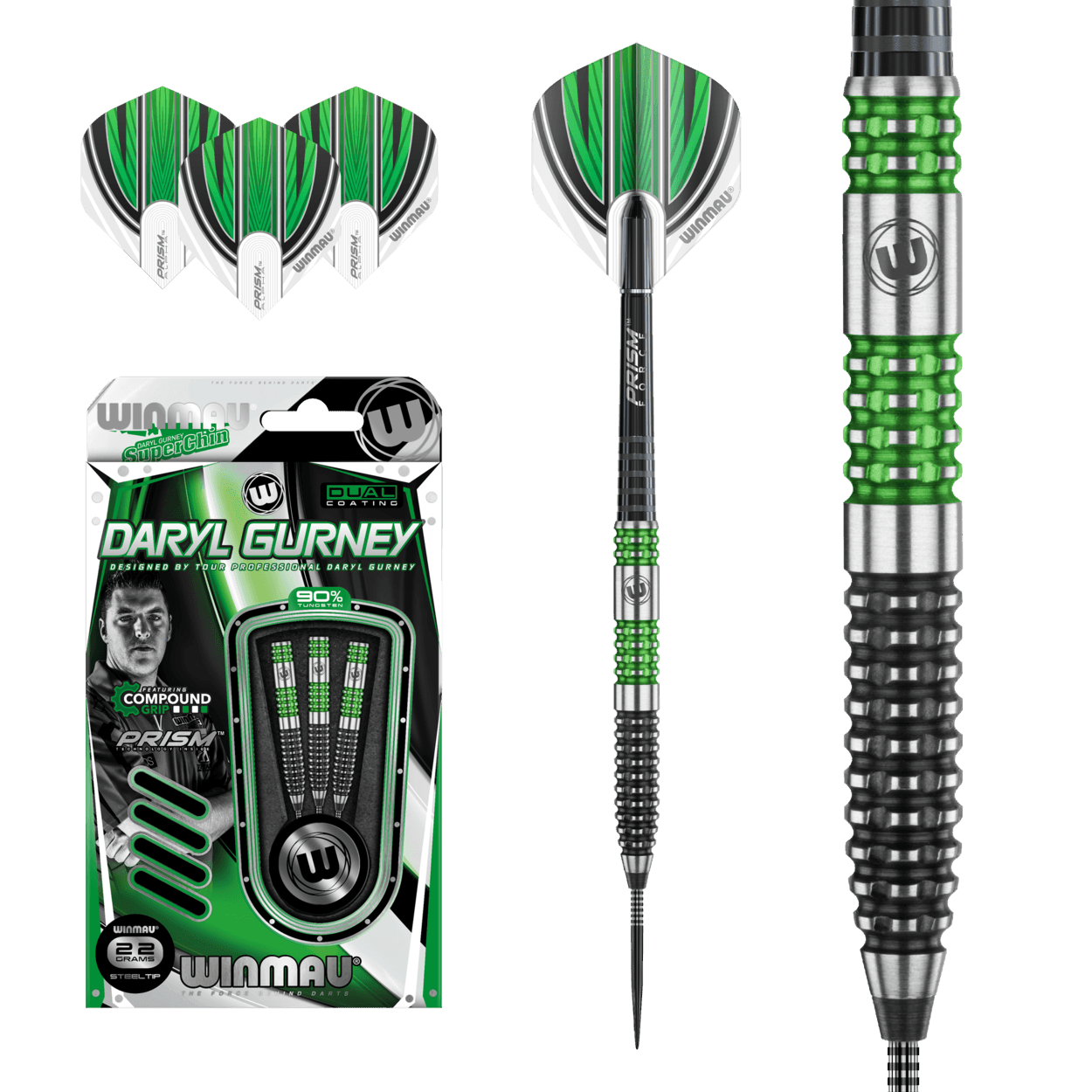 Winmau - Daryl Gurney Zöld/Fekete 90% - Steel Darts Szett - Direct Darts - 2