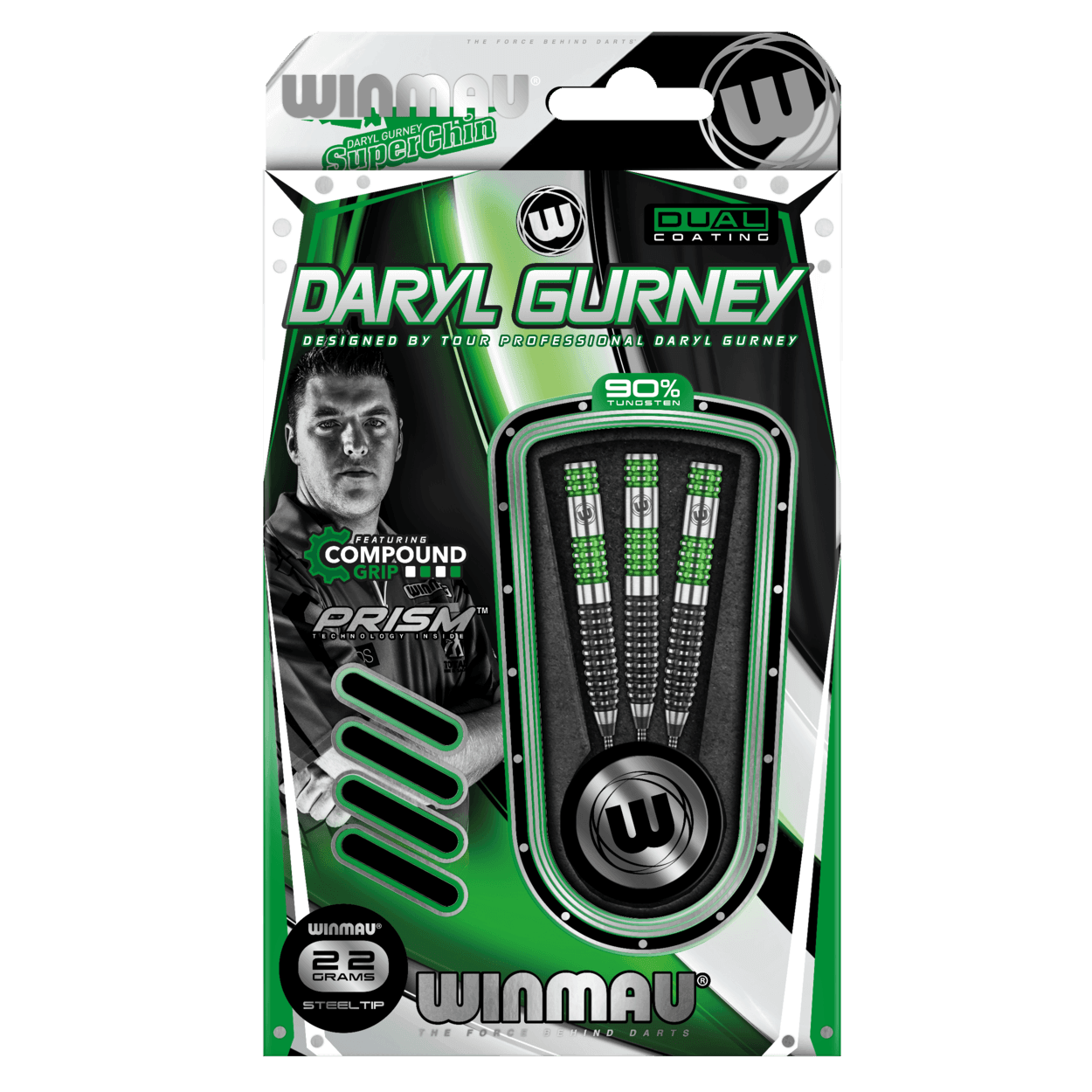 Winmau - Daryl Gurney Zöld/Fekete 90% - Steel Darts Szett - Direct Darts - 3