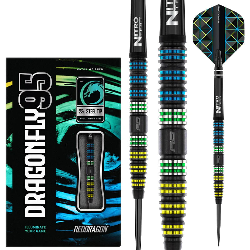 Red Dragon Dragonfly 95% Black Tapered 95% Steel Darts Szett - Direct Darts - 2