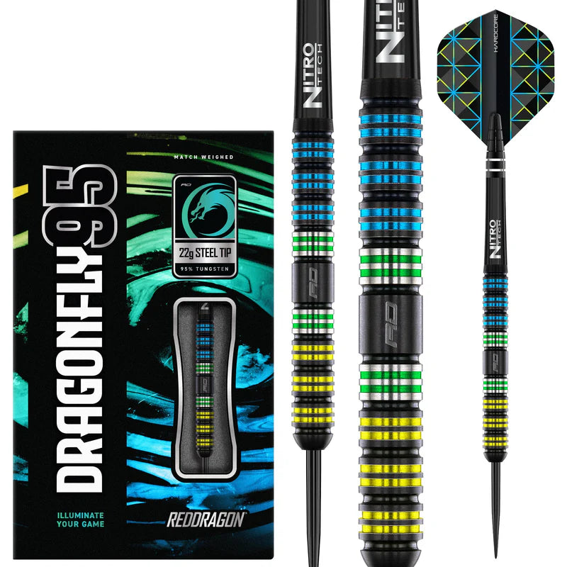 Red Dragon Dragonfly 95% Black Parallel 95% Steel Darts Szett - Direct Darts - 2