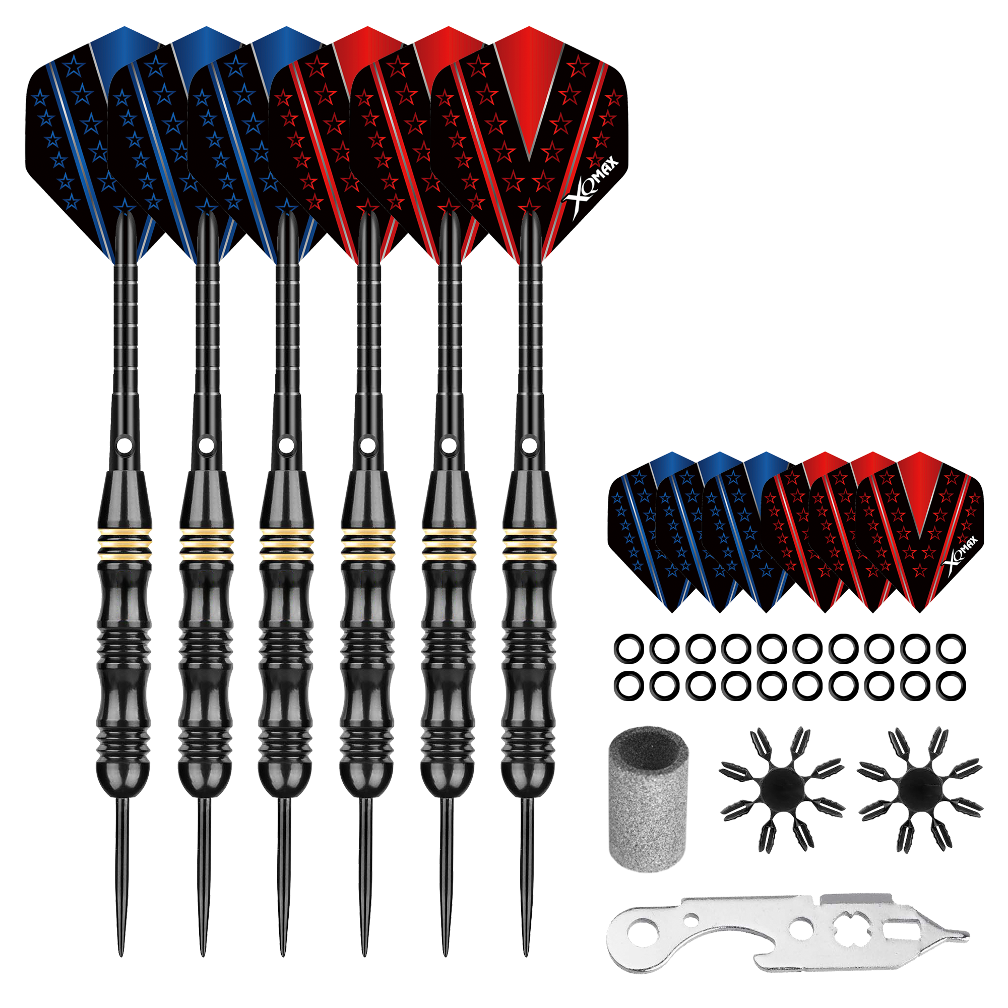 Xqmax - Fekete Brass (56Db) - Steel Darts Szett - Direct Darts - 1