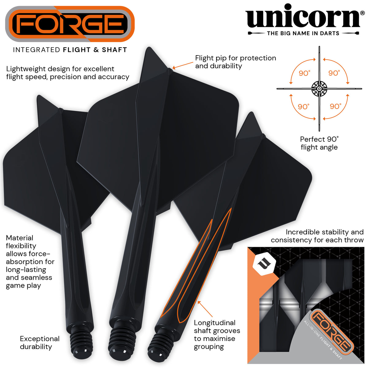 Unicorn - Forge - Plus Fekete - Darts Szár - Direct Darts - 2