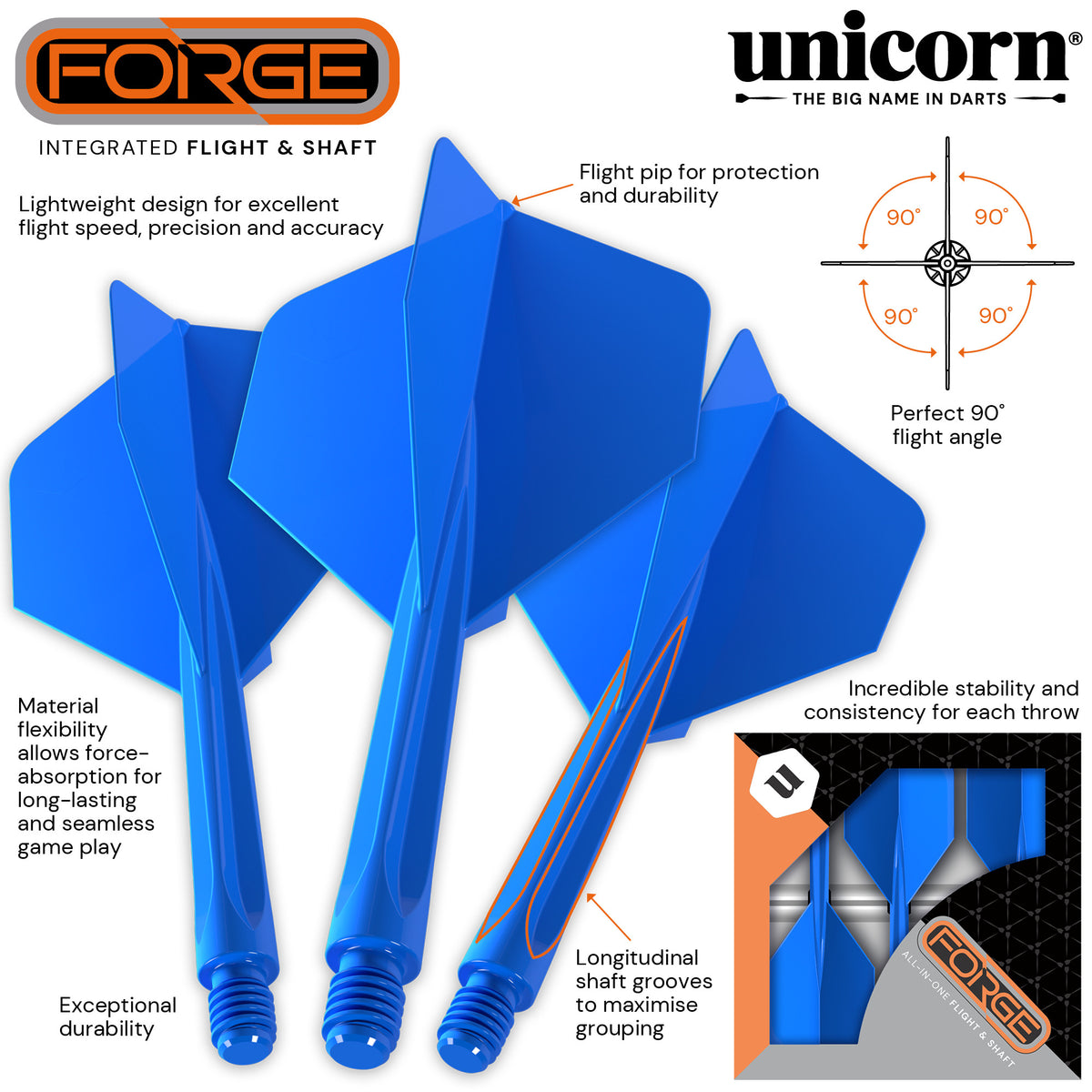 Unicorn - Forge - Plus Kék - Darts Szár - Direct Darts - 2