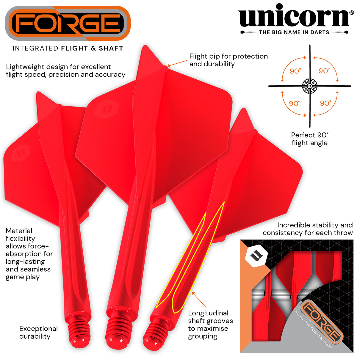 Unicorn - Forge - Plus Piros - Darts Szár - Direct Darts - 2