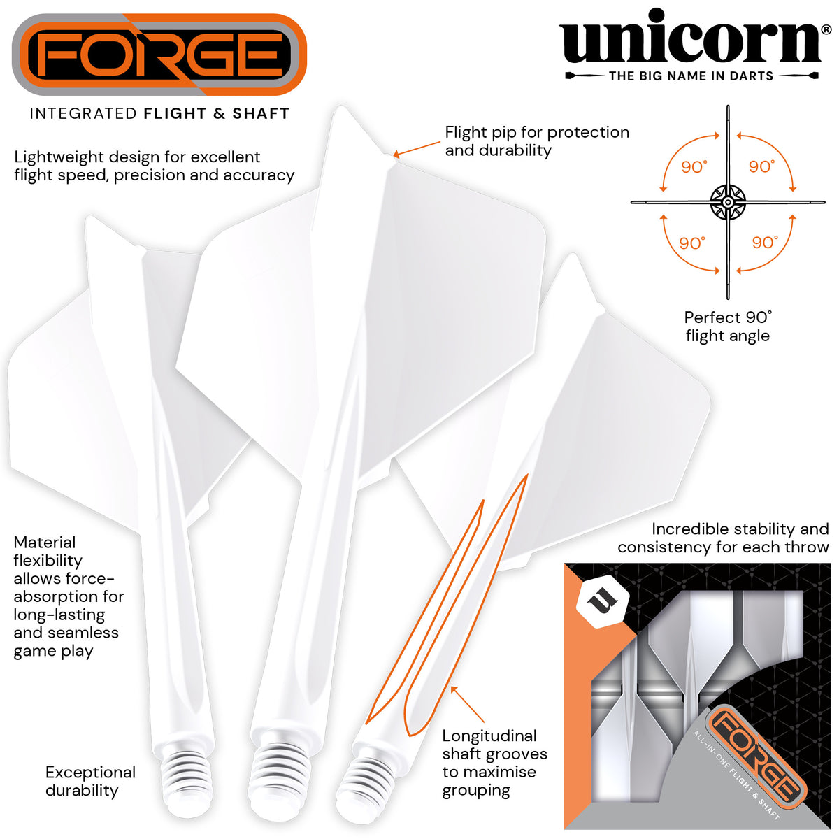 Unicorn - Forge - Plus Fehér - Darts Szár - Direct Darts - 2