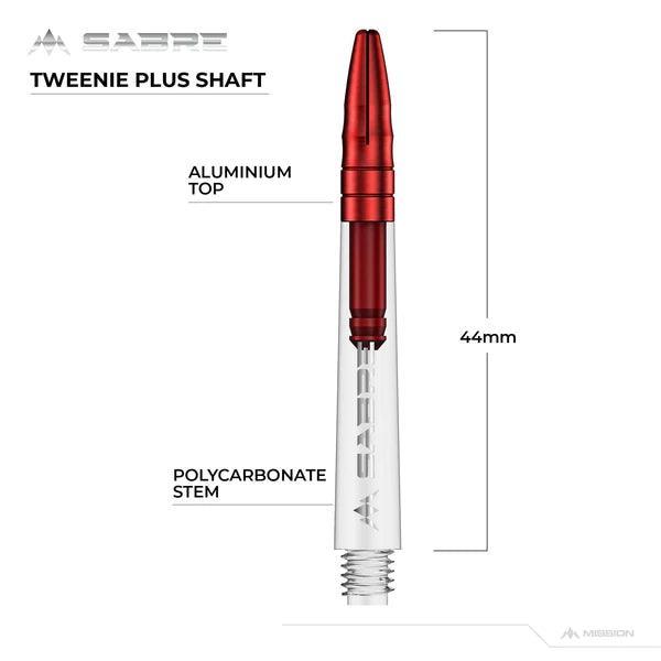 Mission - Sabre - Polikarbonát - Víztiszta - Piros Top - Darts Szár - Direct Darts - 6