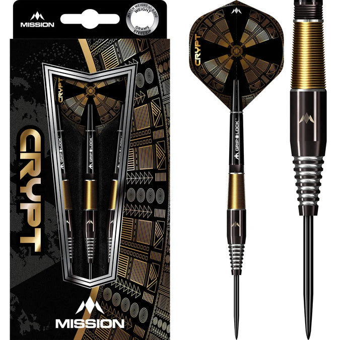 Mission - Crypt - M2 - Fekete / Arany - Steel Darts Szett - Direct Darts - 1