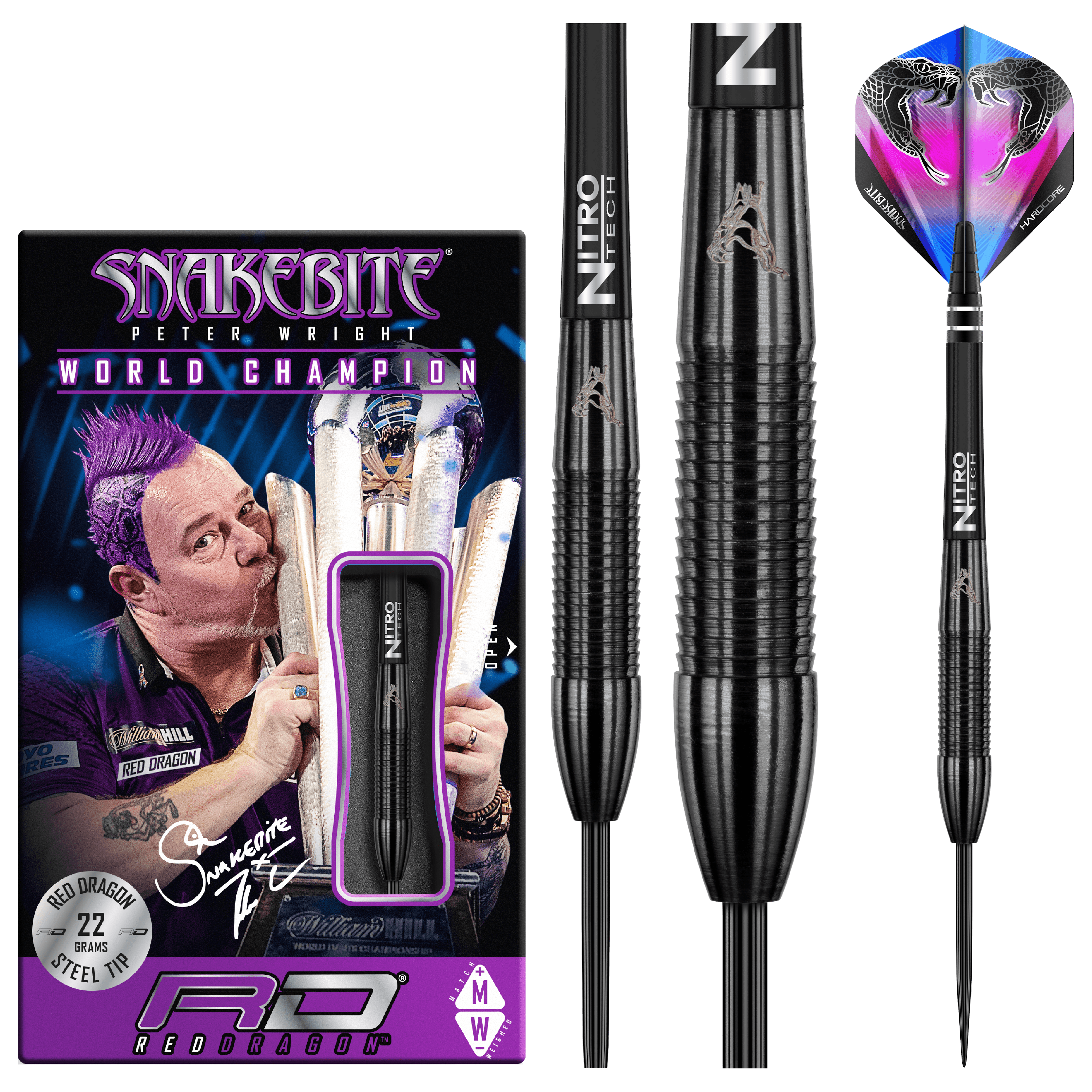 RED DRAGON - PETER WRIGHT SNAKEBITE 3 BLACK 90% - STEEL DARTS SZETT - Direct Darts